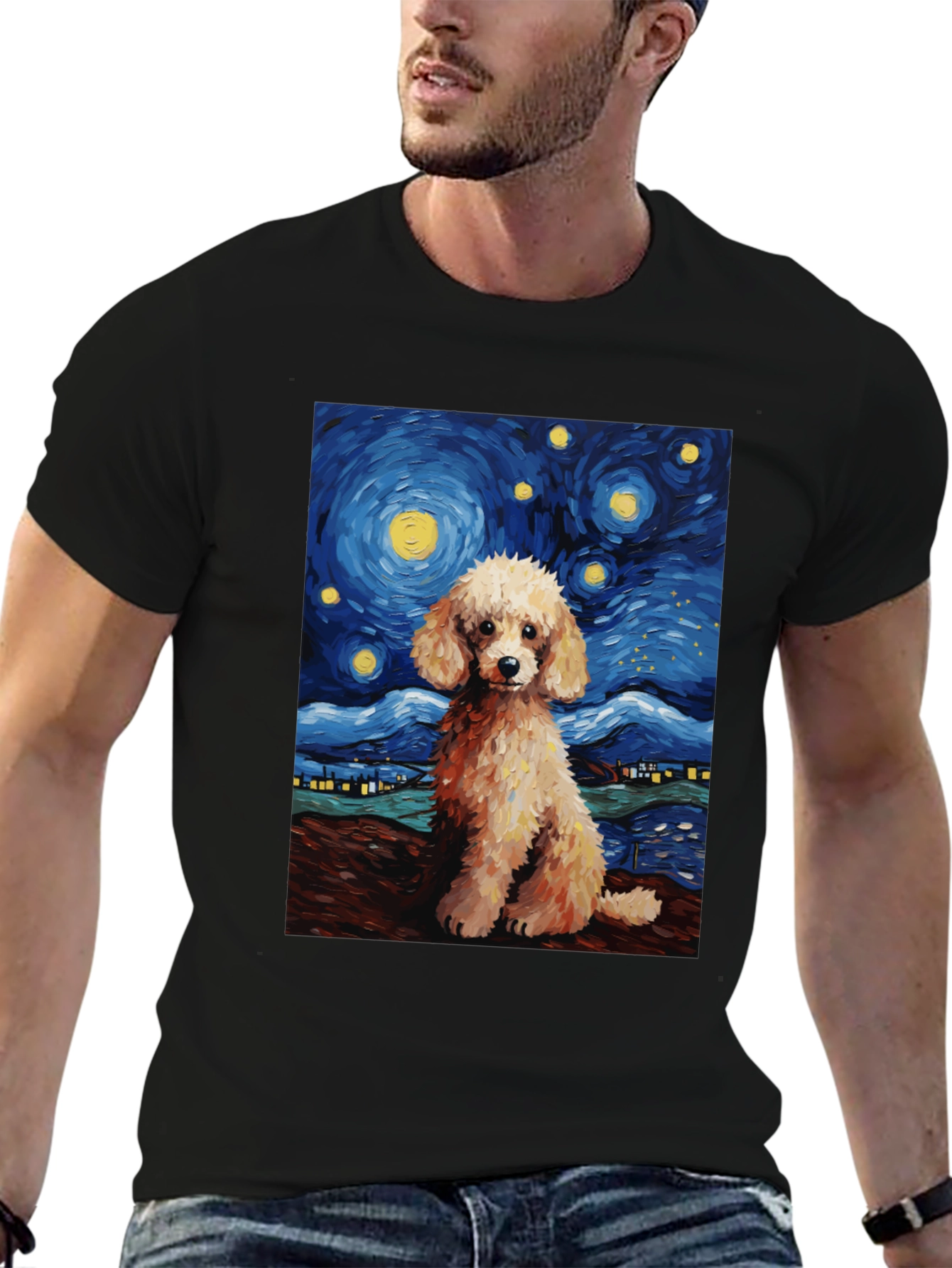 Starry Night Poodle T-Shirt