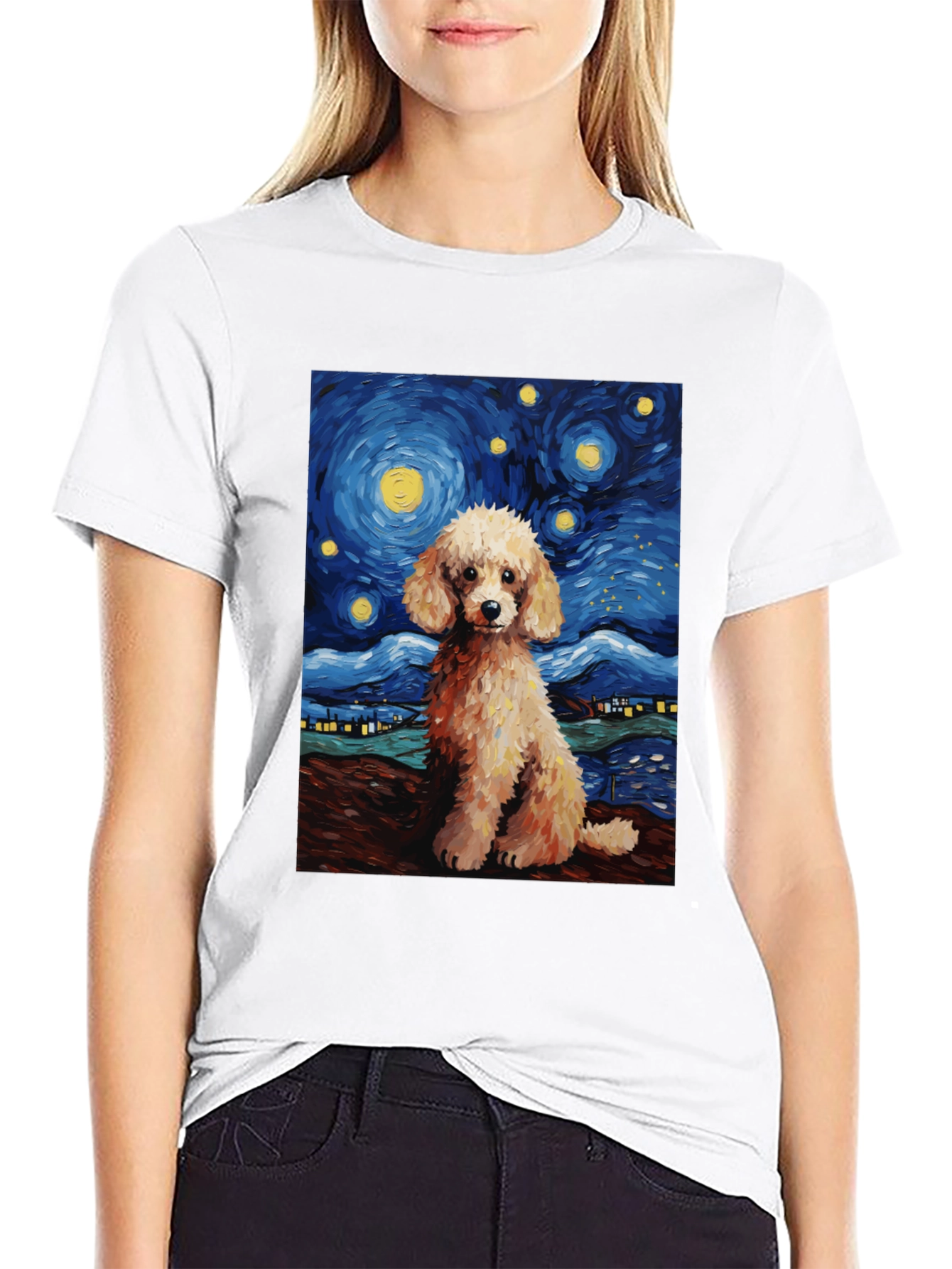 Starry Night Poodle T-Shirt