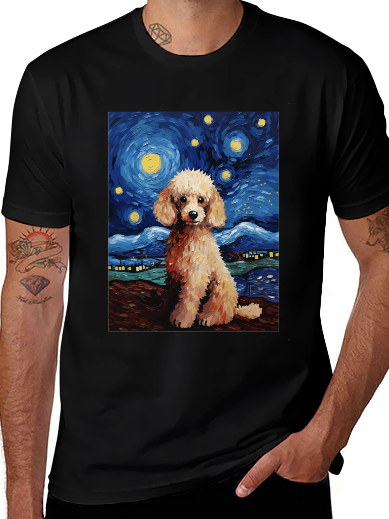 Starry Night Poodle T-Shirt
