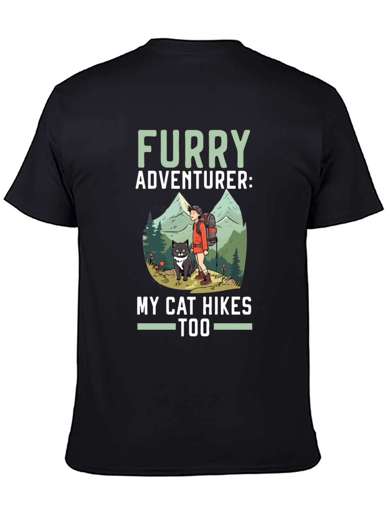 Furry Adventurer Cat Hikes Too Graphic Tee