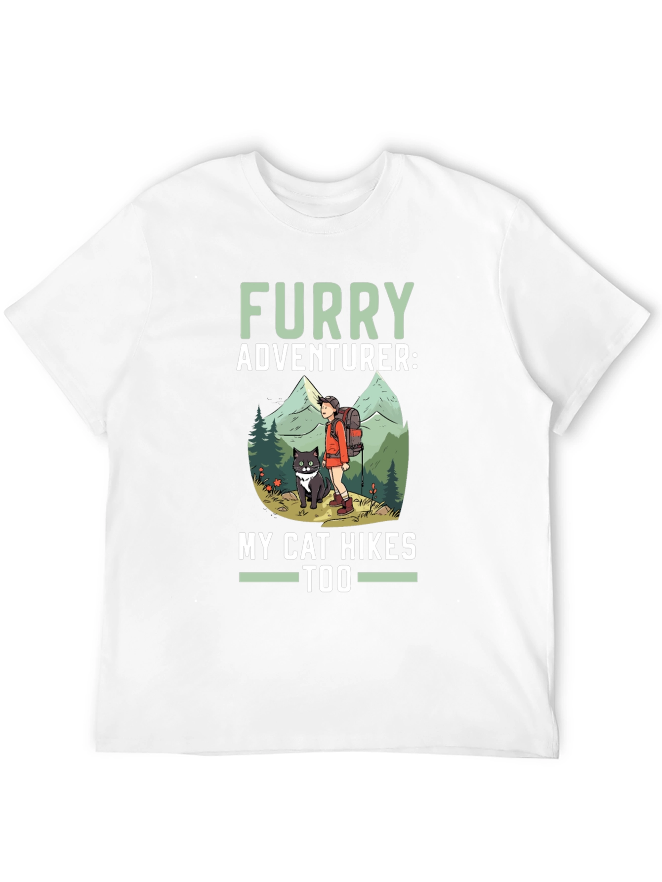 Furry Adventurer Cat Hikes Too Graphic Tee