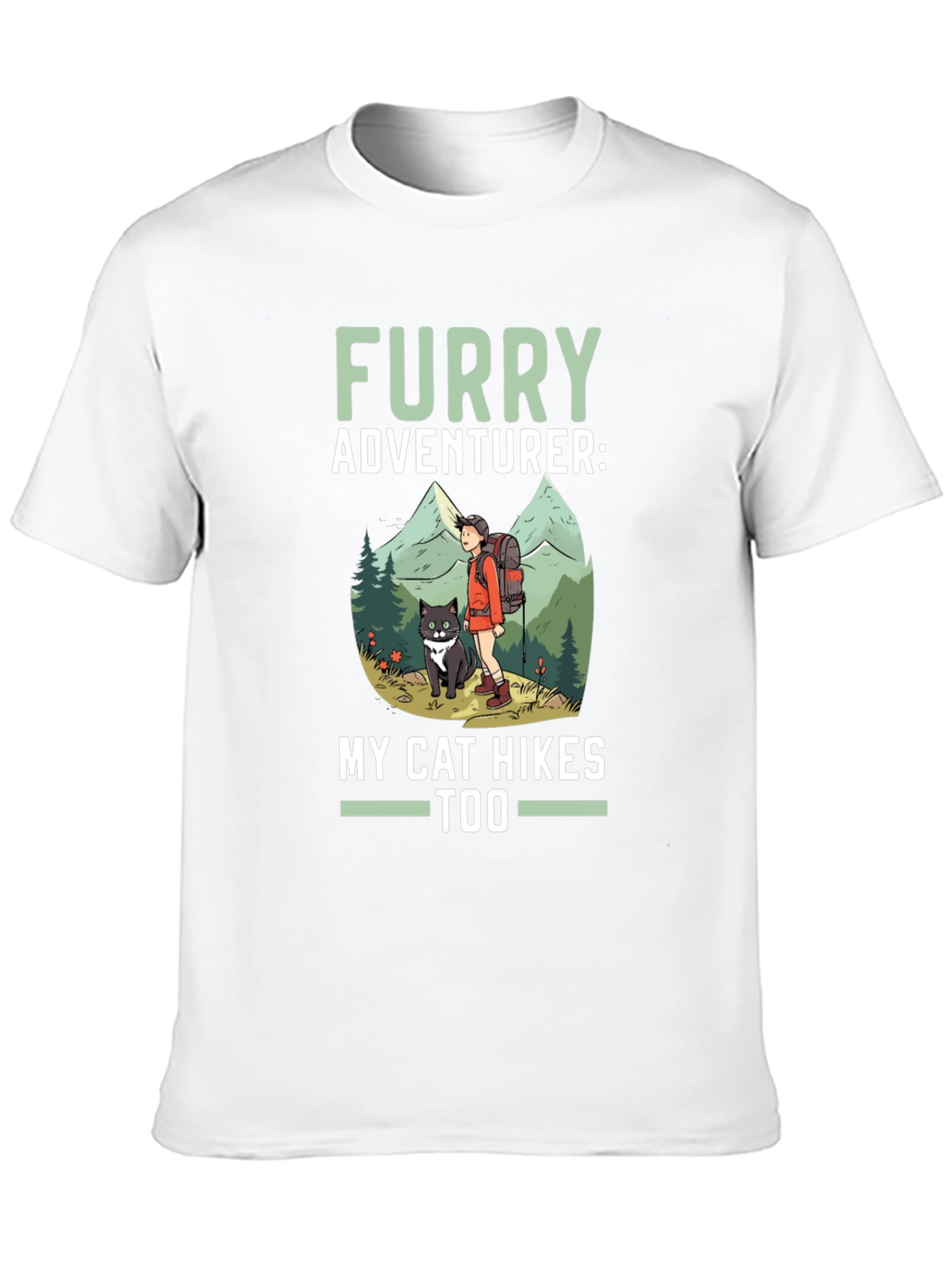 Furry Adventurer Cat Hikes Too Graphic Tee