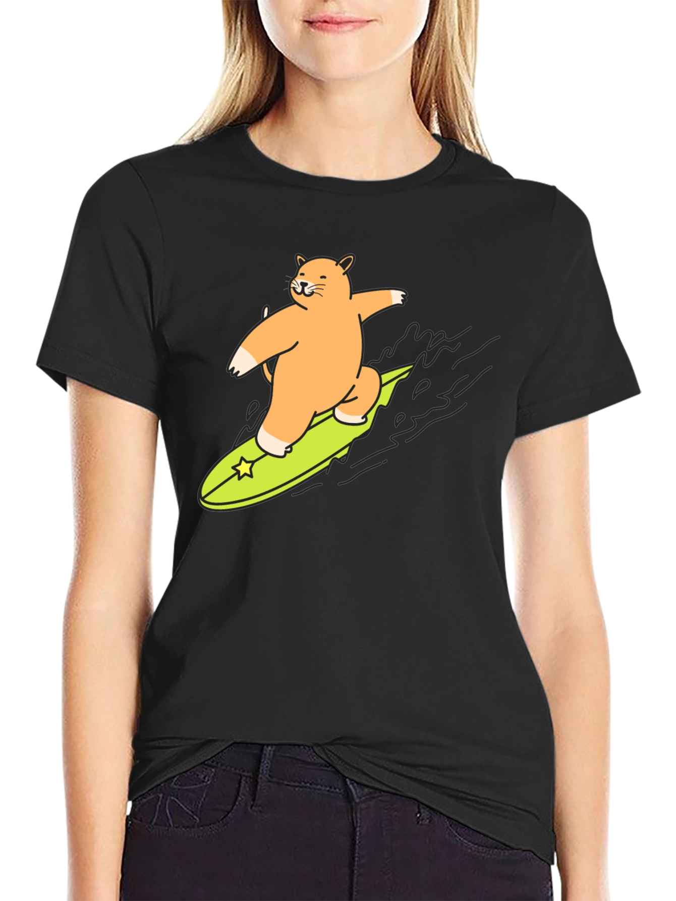 Surfing Cat T-Shirt - Cool Graphic Tee