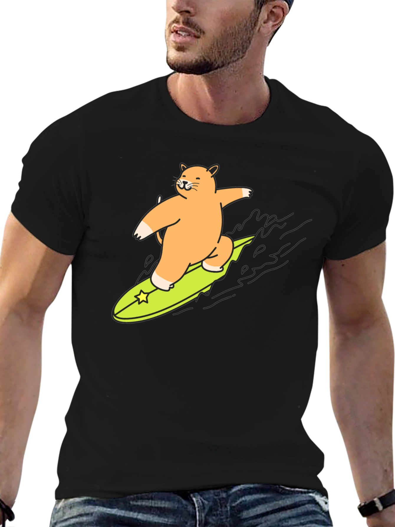 Surfing Cat T-Shirt - Cool Graphic Tee