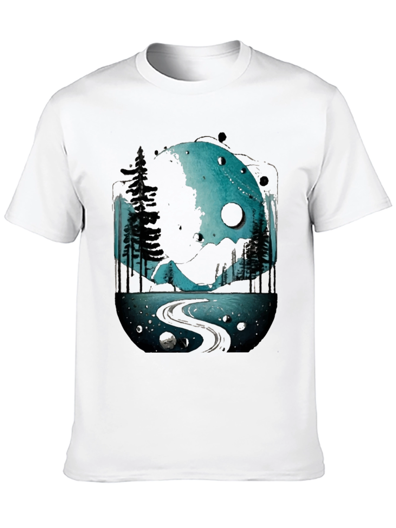Abstract Moon & Trees Graphic Tee