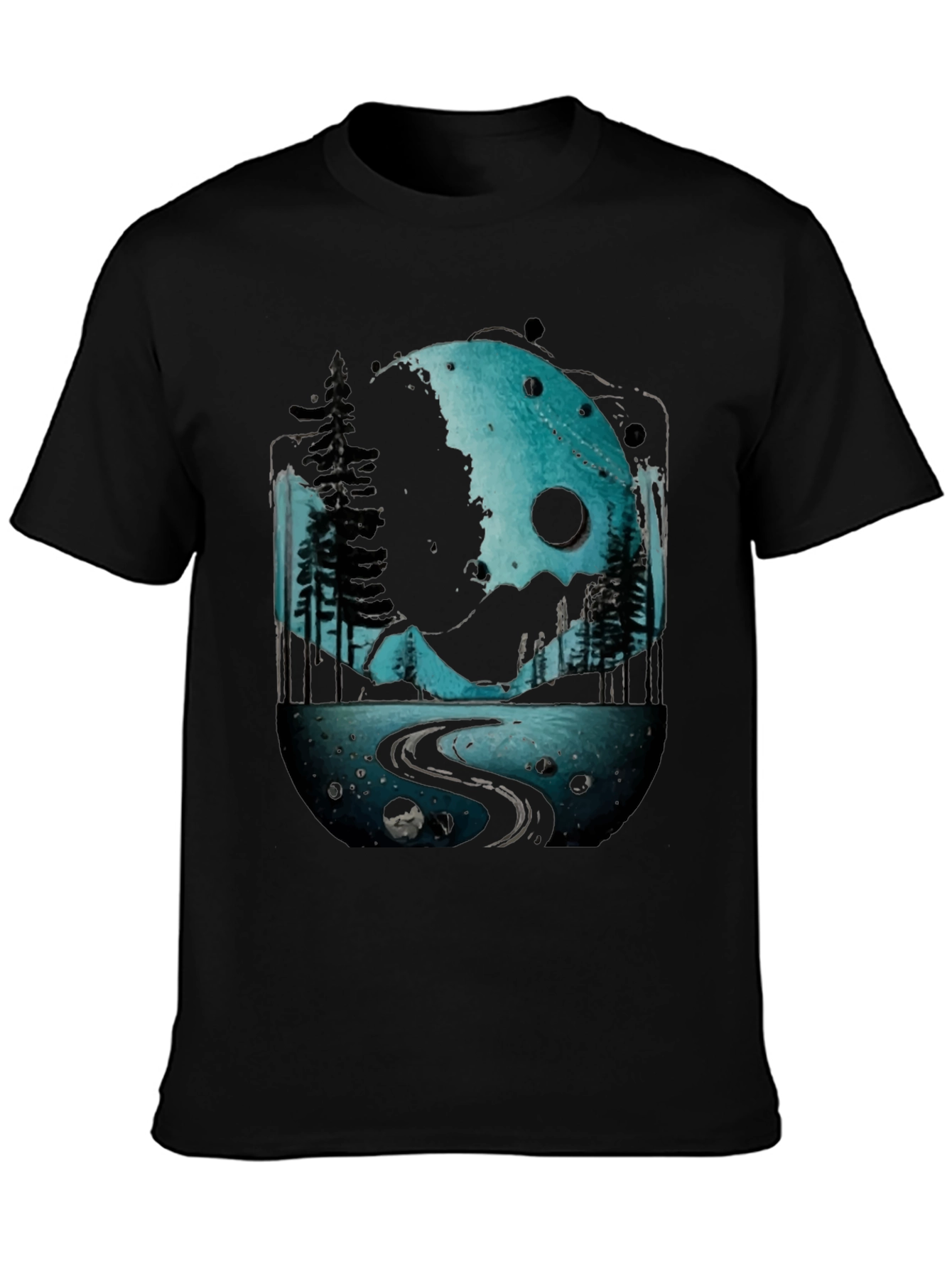 Abstract Moon & Trees Graphic Tee