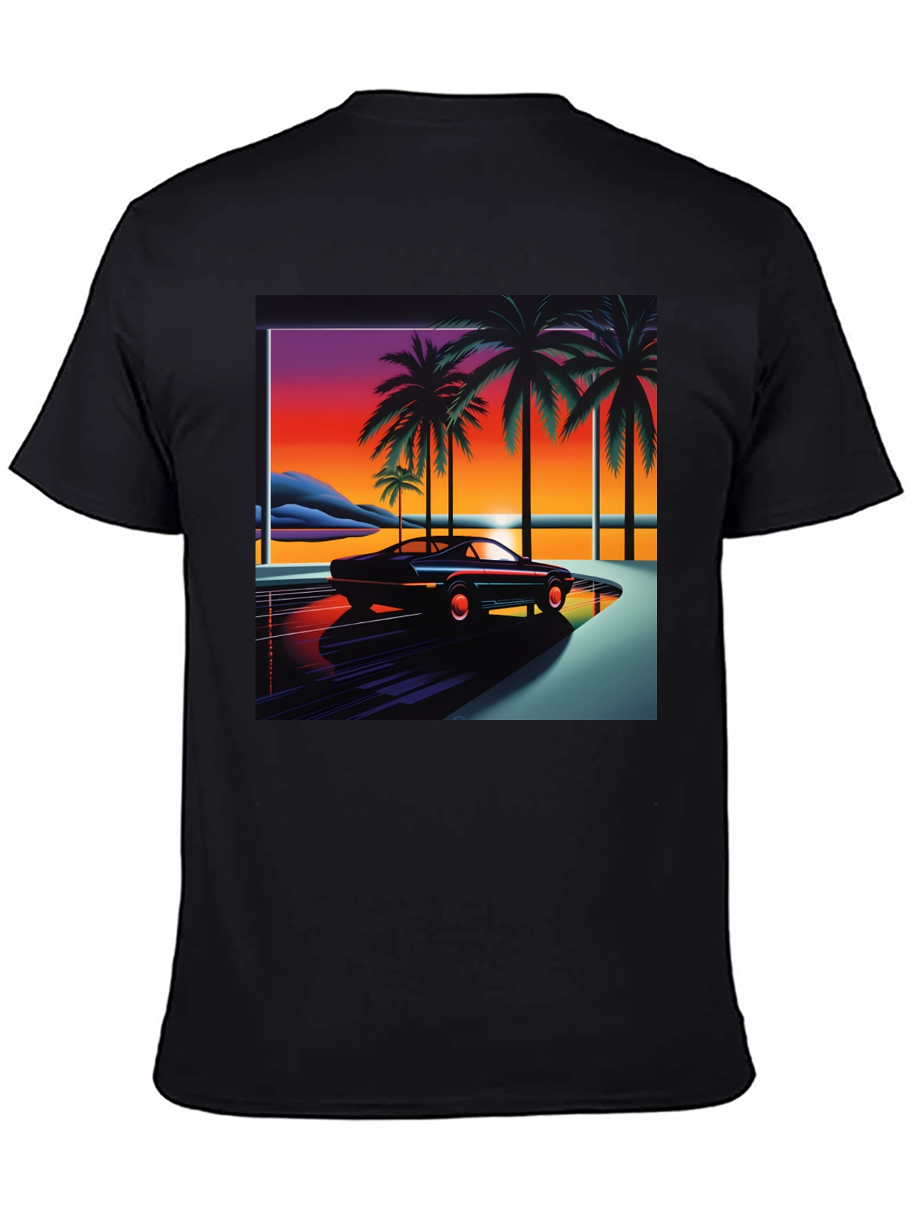 Retro Wave Palm Tree Car Graphic Tee