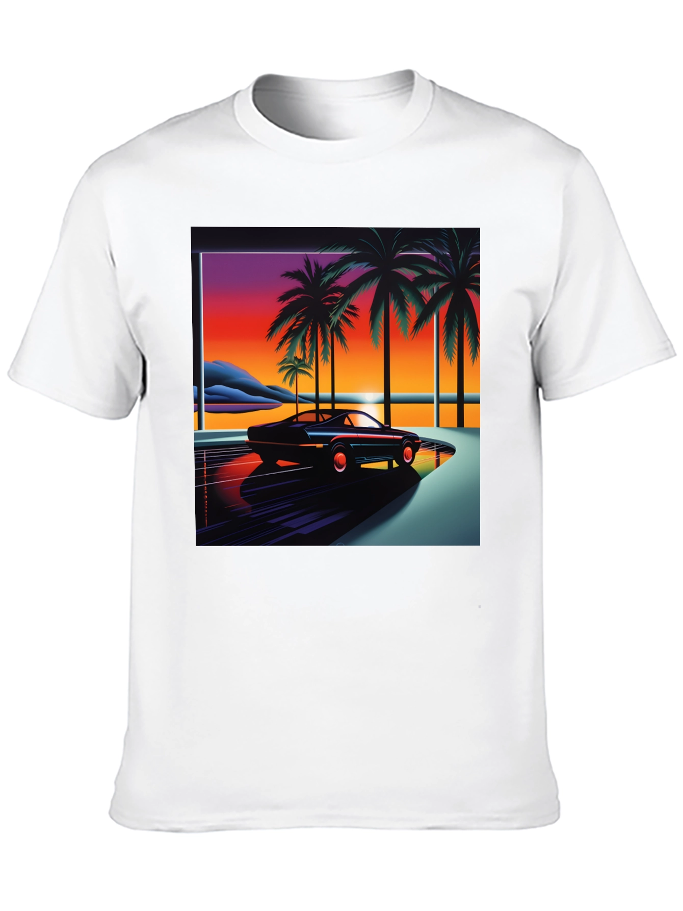 Retro Wave Palm Tree Car Graphic Tee