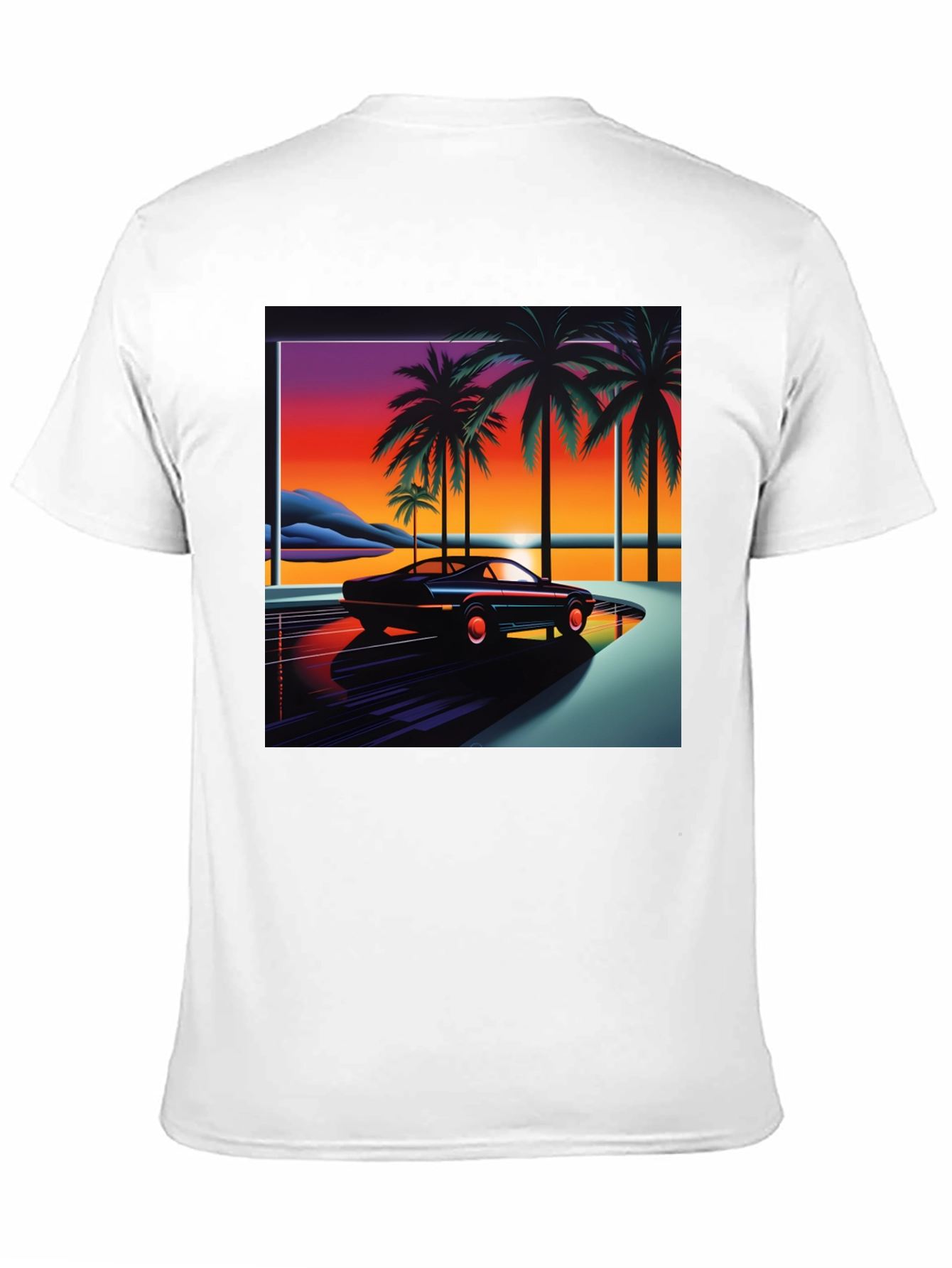 Retro Wave Palm Tree Car Graphic Tee