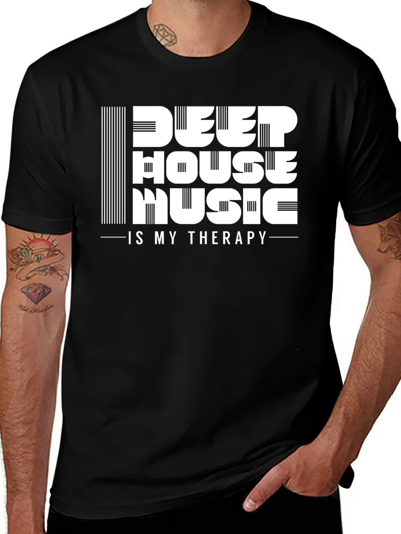 Deep House Music Therapy T-Shirt - Black