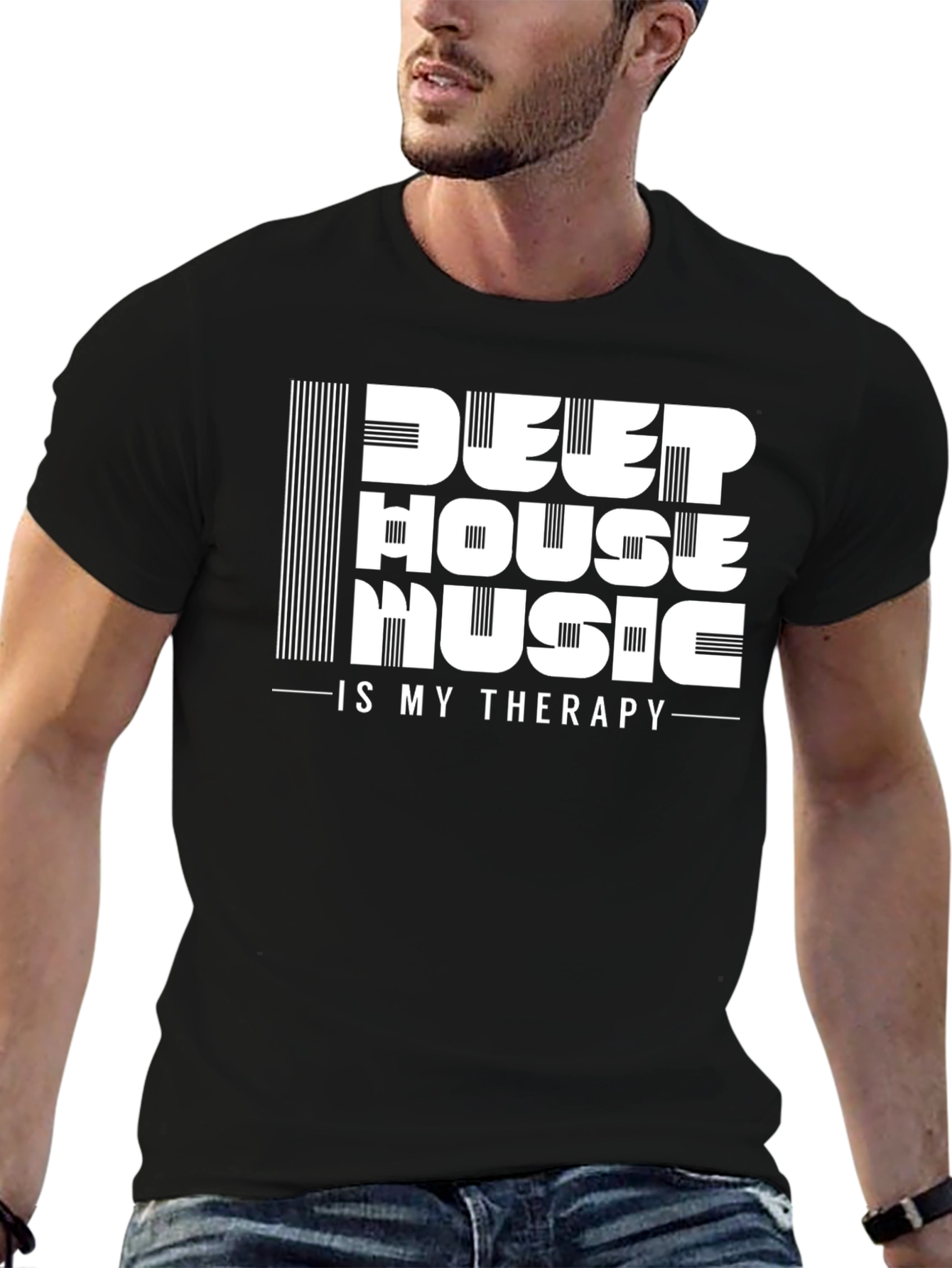 Deep House Music Therapy T-Shirt - Black