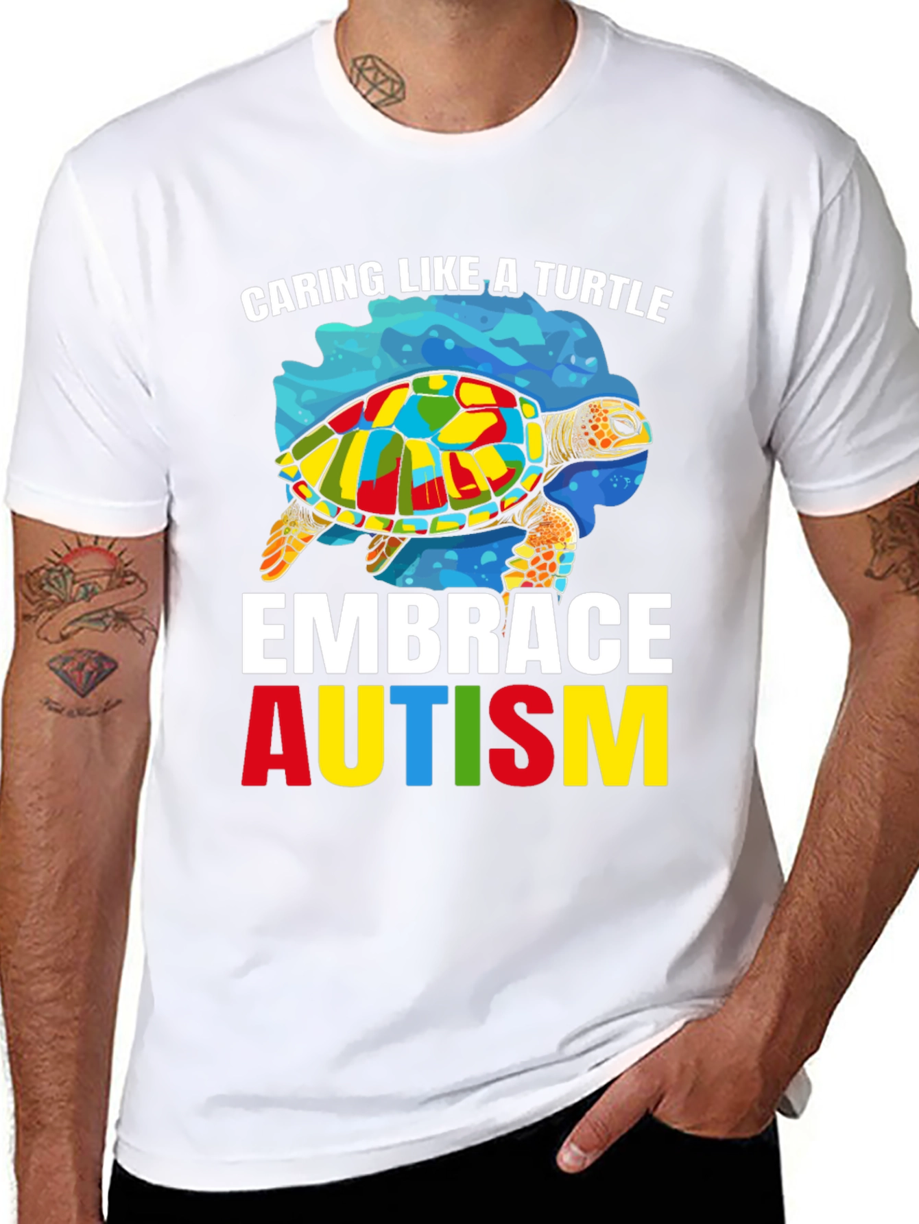 Caring Like A Turtle Embrace Autism Awareness T-Shirt