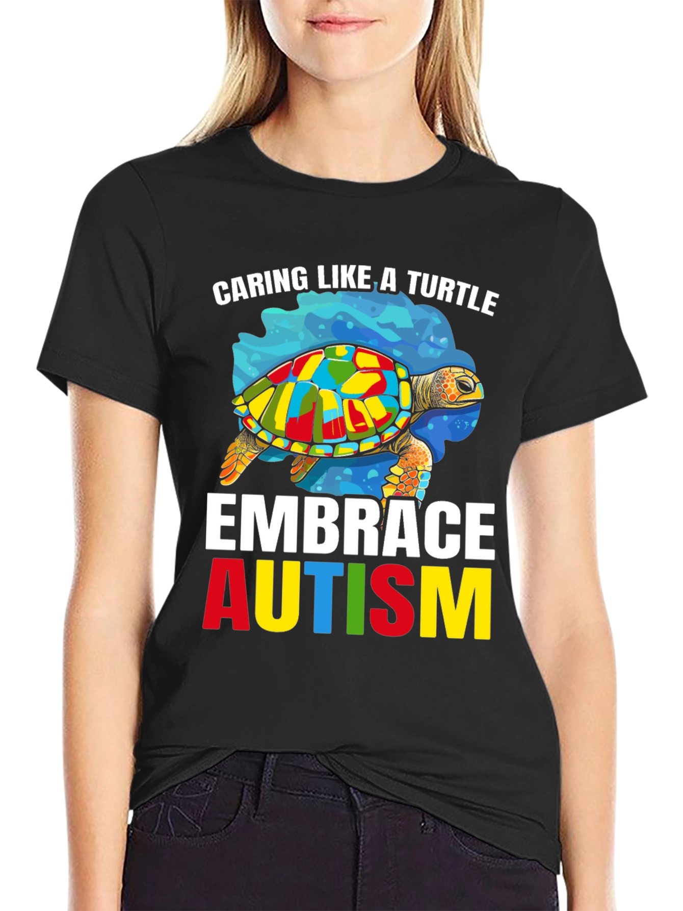 Caring Like A Turtle Embrace Autism Awareness T-Shirt