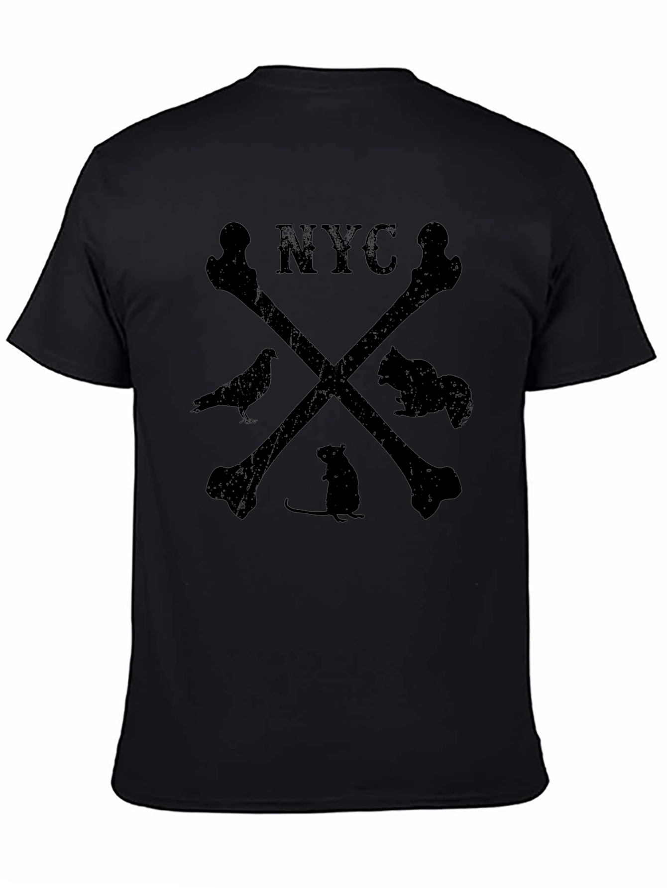 NYC Bones T-Shirt with Animal Silhouette Design