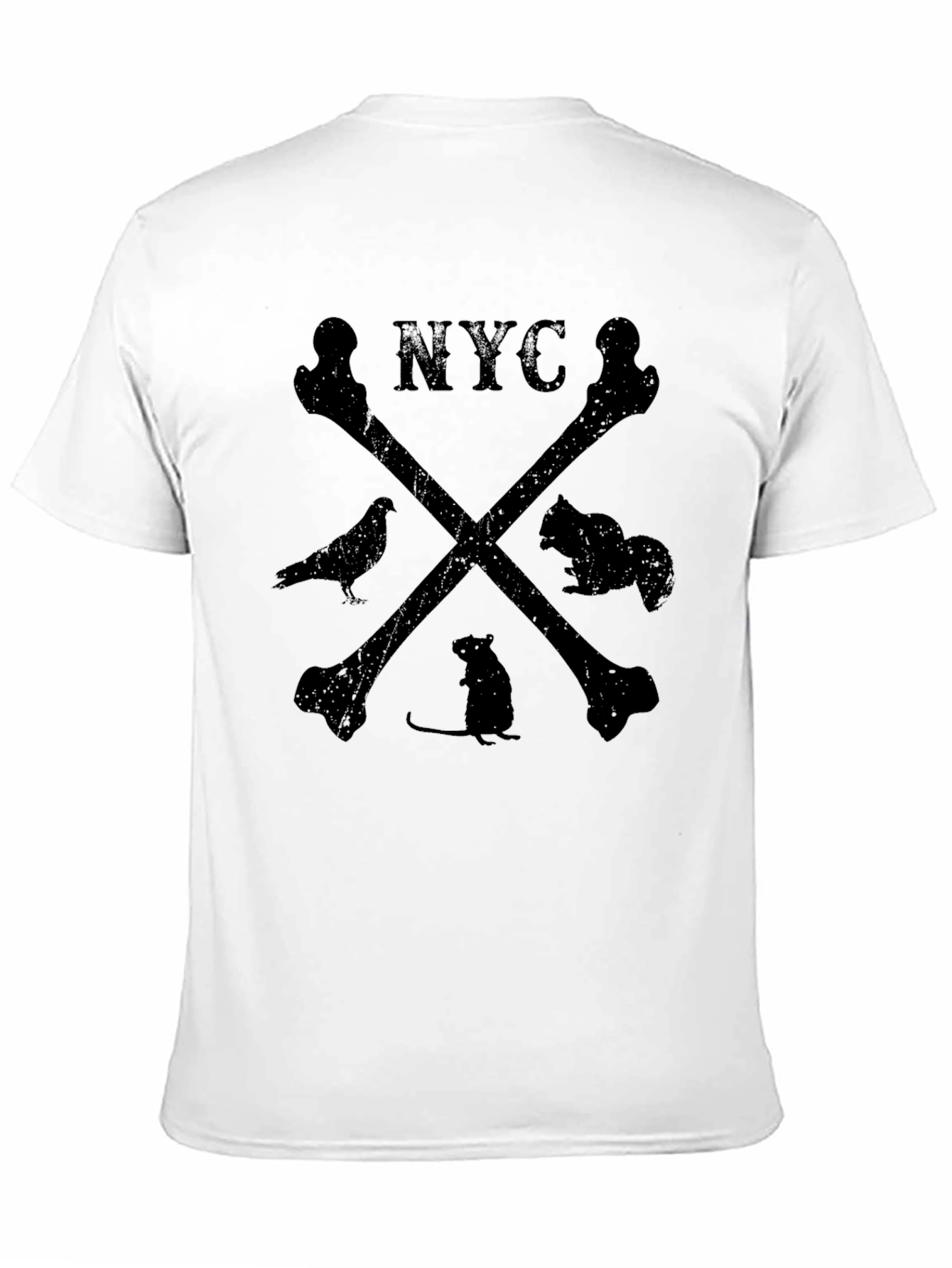 NYC Bones T-Shirt with Animal Silhouette Design