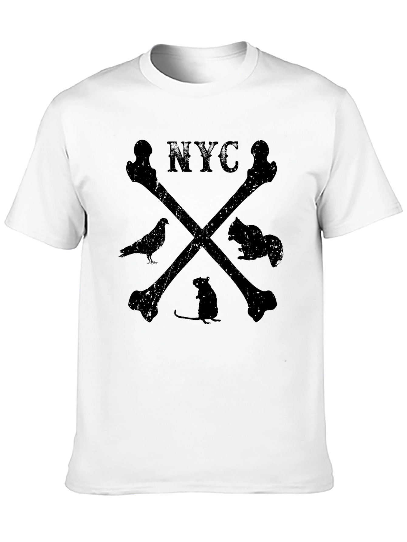 NYC Bones T-Shirt with Animal Silhouette Design