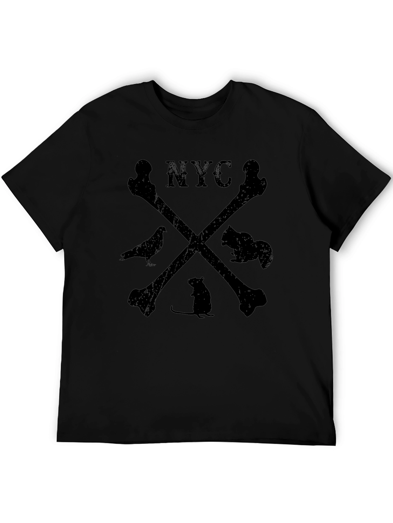 NYC Bones T-Shirt with Animal Silhouette Design