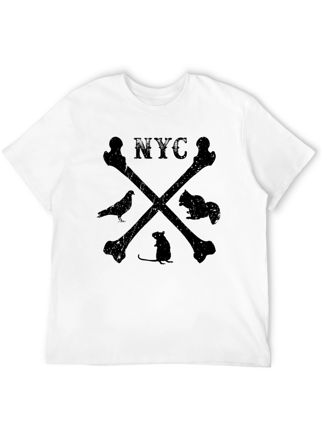 NYC Bones T-Shirt with Animal Silhouette Design