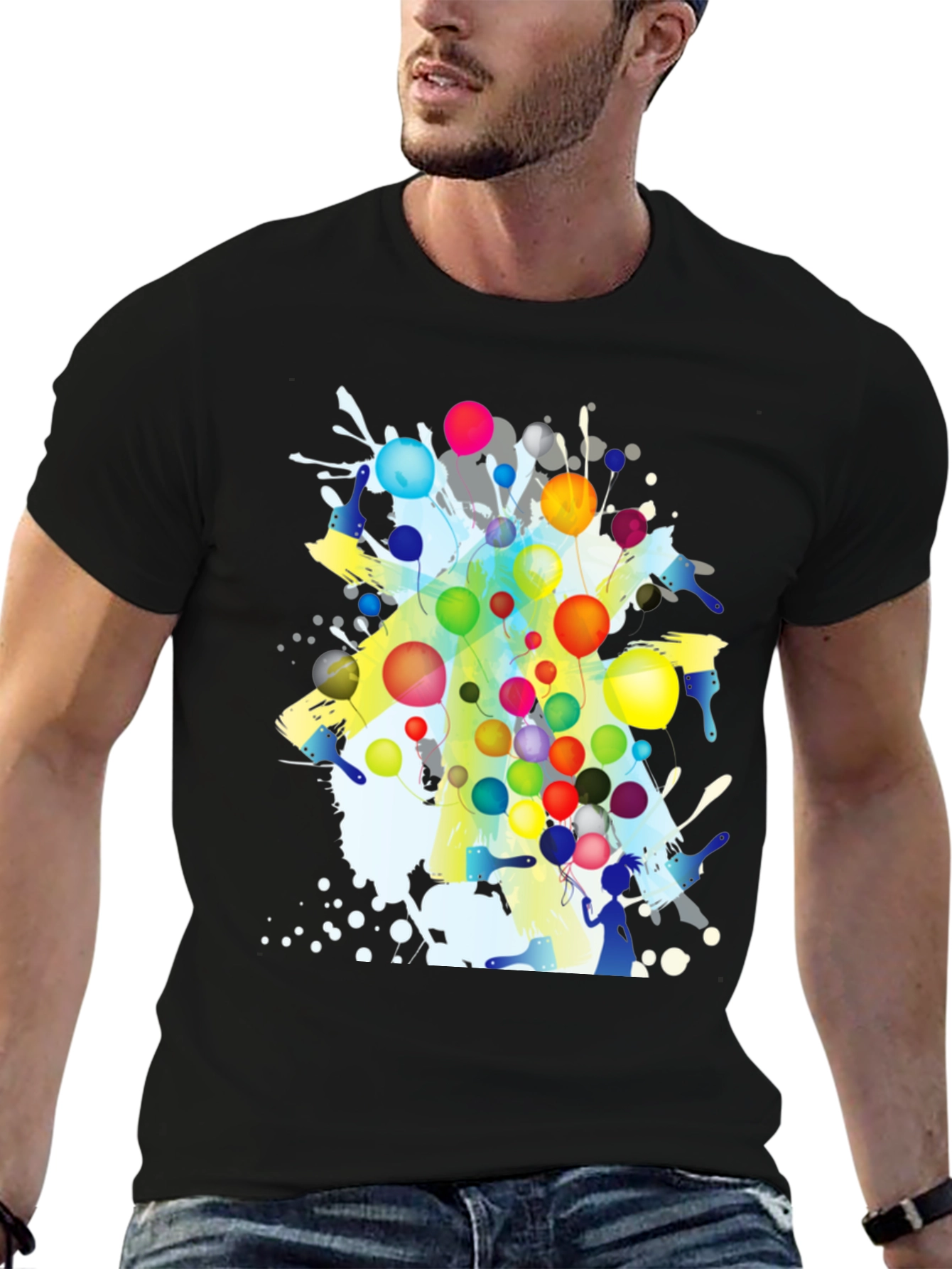 Artistic Graphic Print Crew Neck T-Shirt