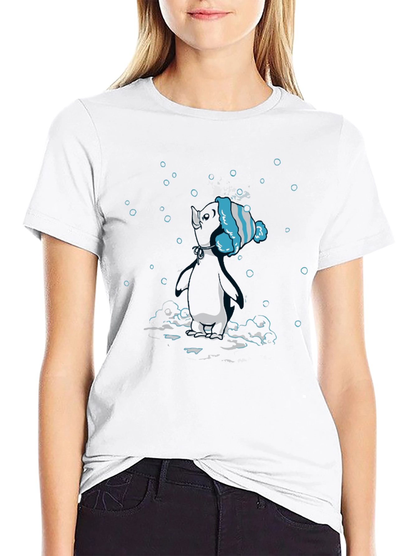 Unique Black T-Shirt with Diving Penguin Design