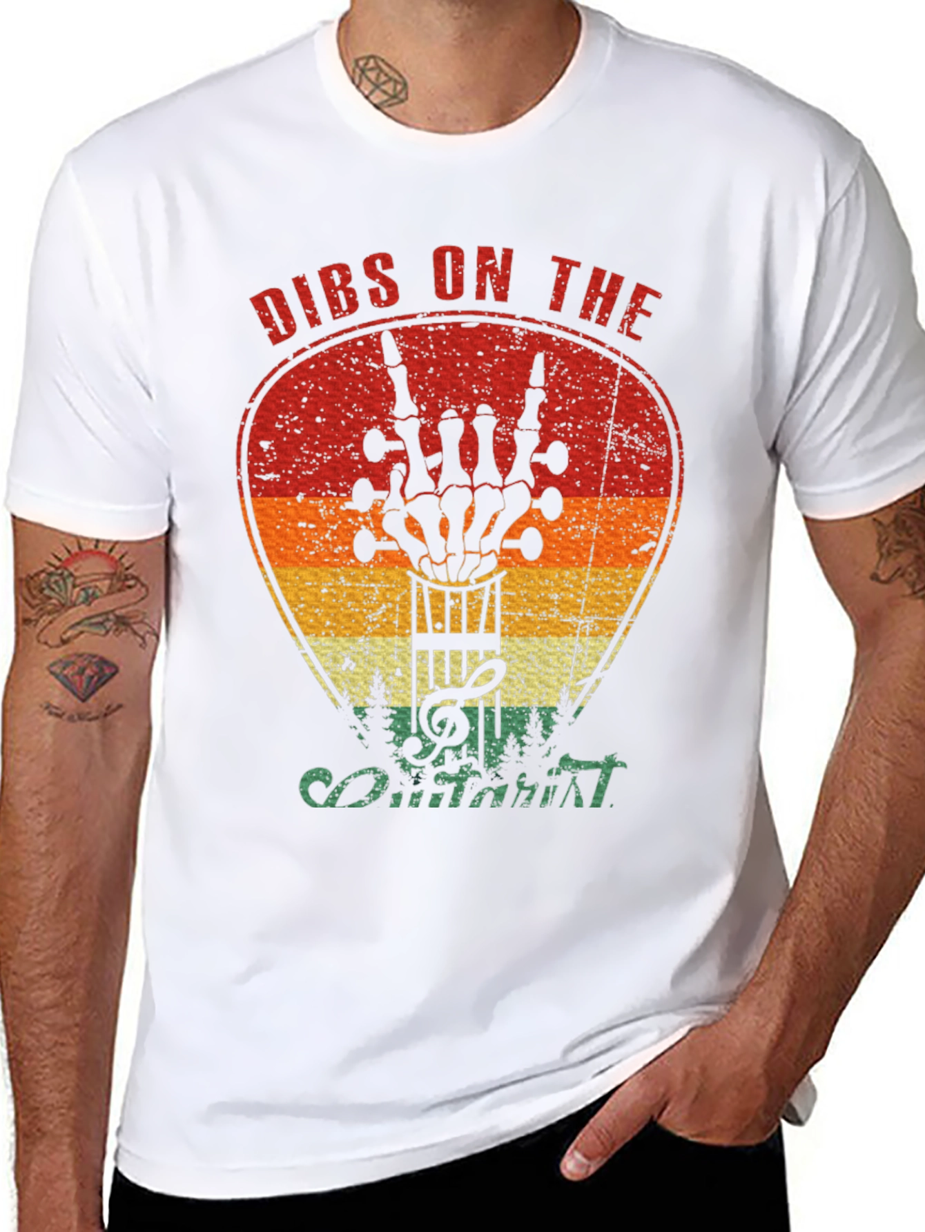 Dibs on the Guitarist Skeleton Hand Rock Music T-Shirt