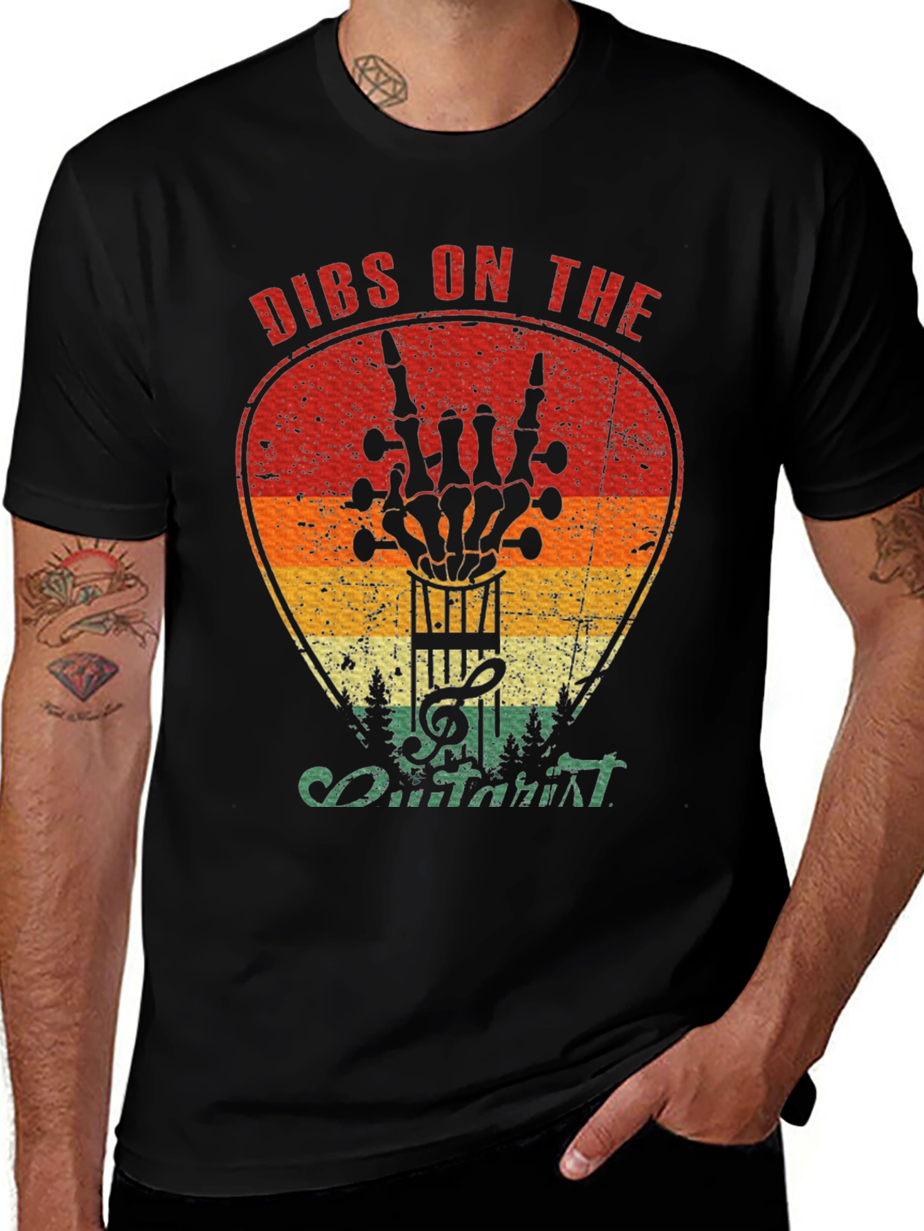 Dibs on the Guitarist Skeleton Hand Rock Music T-Shirt