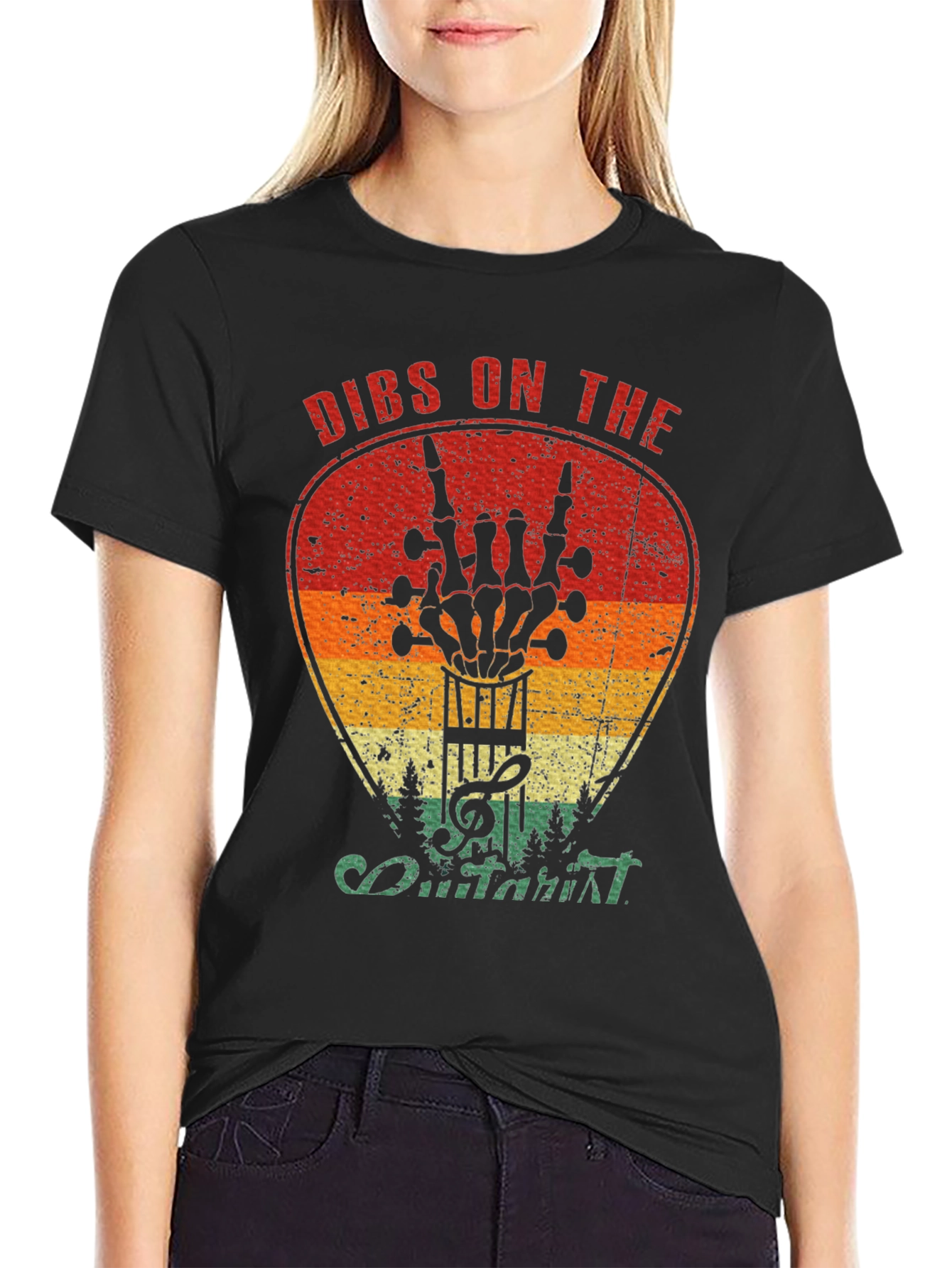 Dibs on the Guitarist Skeleton Hand Rock Music T-Shirt