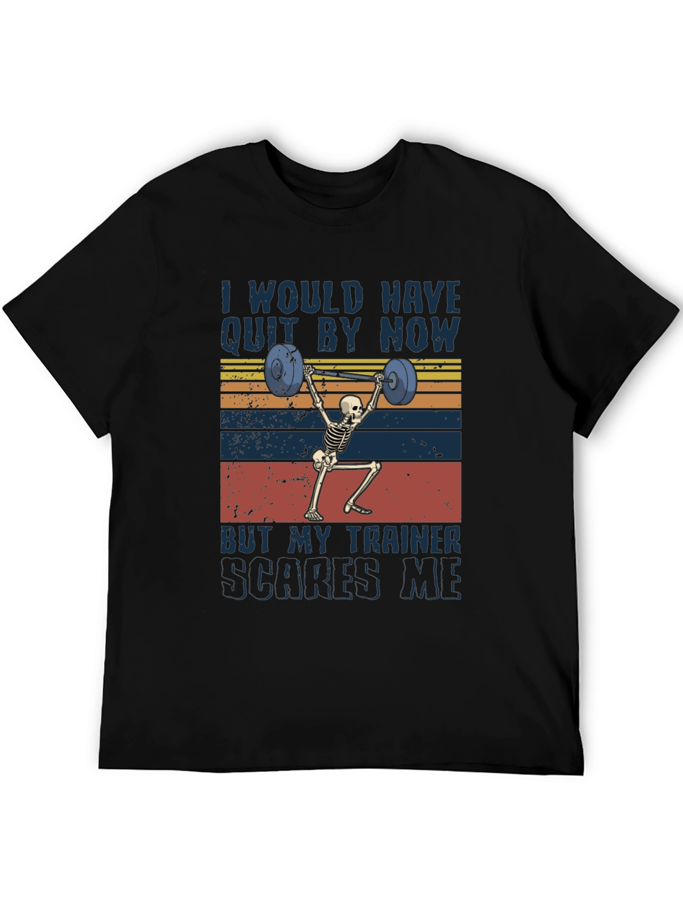 Trainer Scares Me Skeleton Weightlifting Graphic Tee