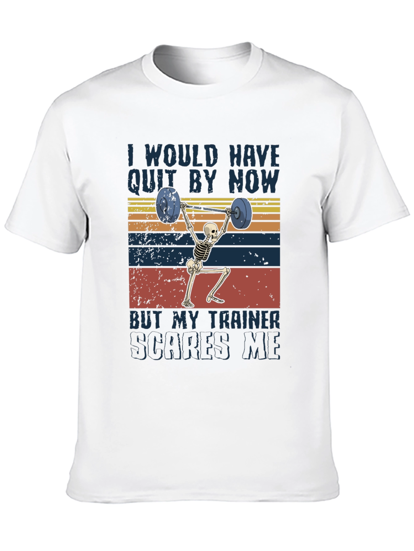 Trainer Scares Me Skeleton Weightlifting Graphic Tee