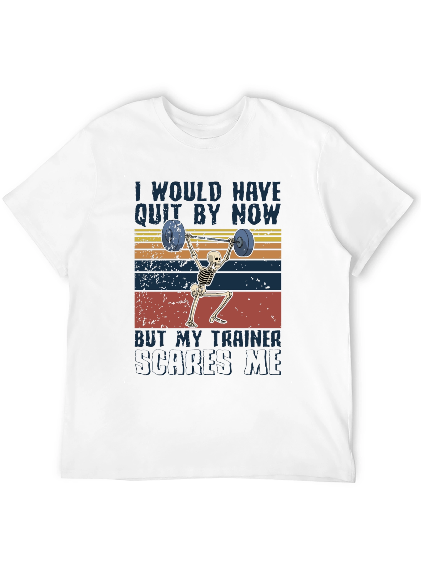 Trainer Scares Me Skeleton Weightlifting Graphic Tee