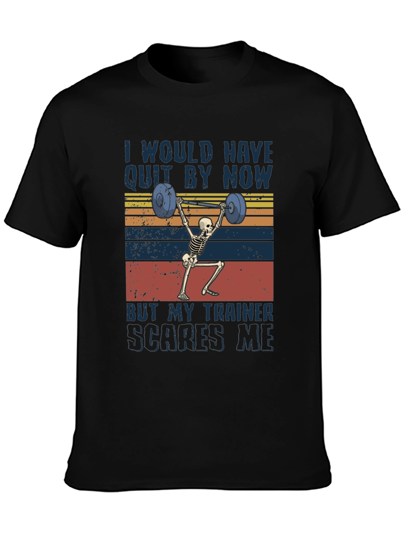 Trainer Scares Me Skeleton Weightlifting Graphic Tee