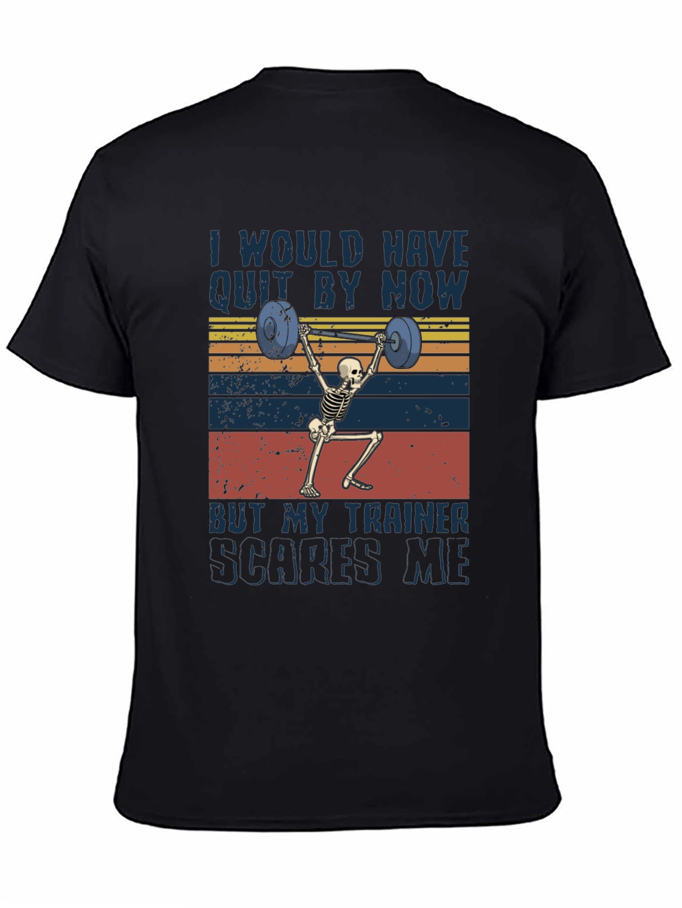 Trainer Scares Me Skeleton Weightlifting Graphic Tee