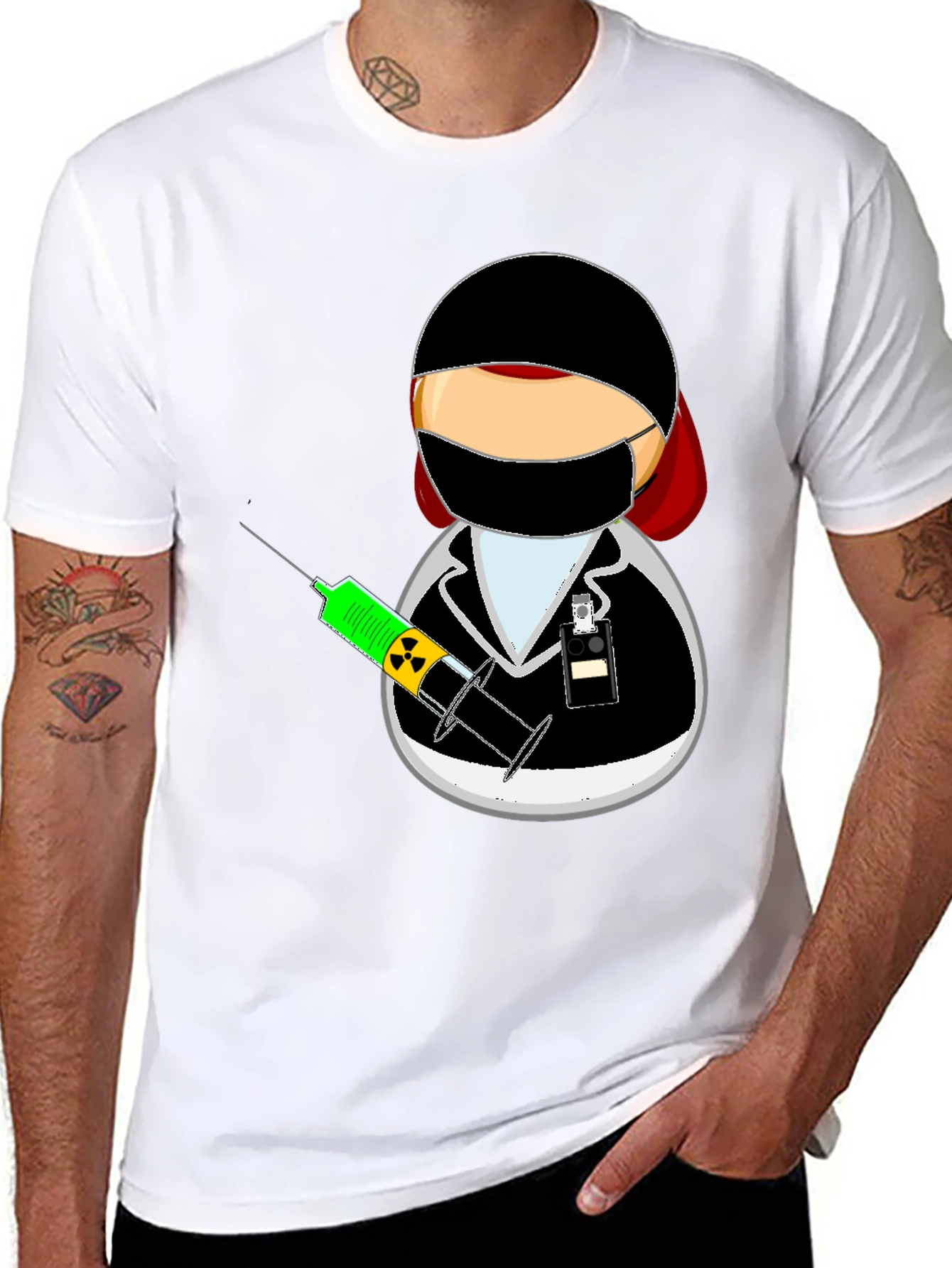 Doctor Cartoon Black T-Shirt