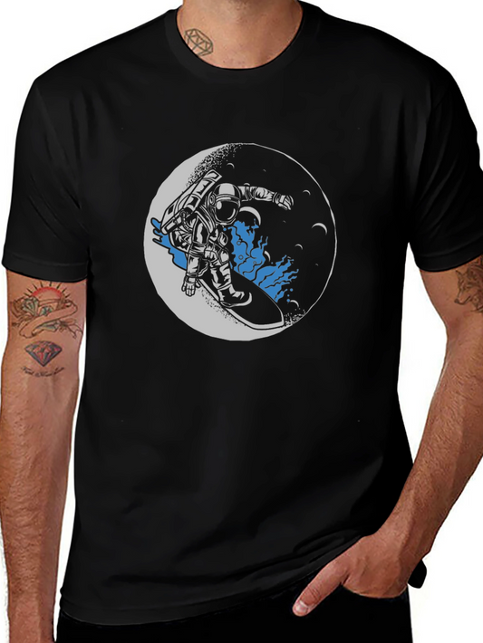 Astronaut Surfing Moon Graphic T-Shirt