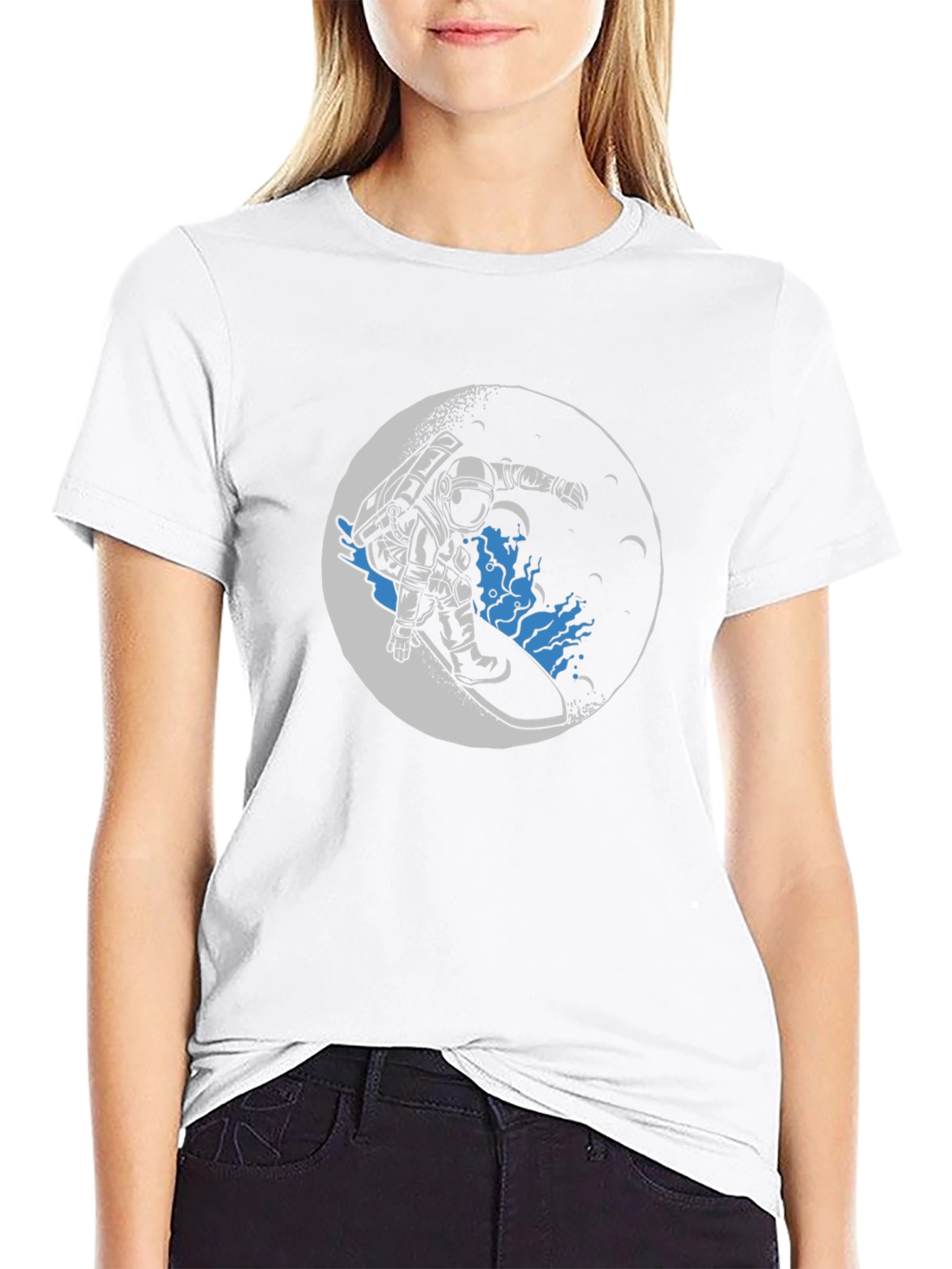 Astronaut Surfing Moon Graphic T-Shirt