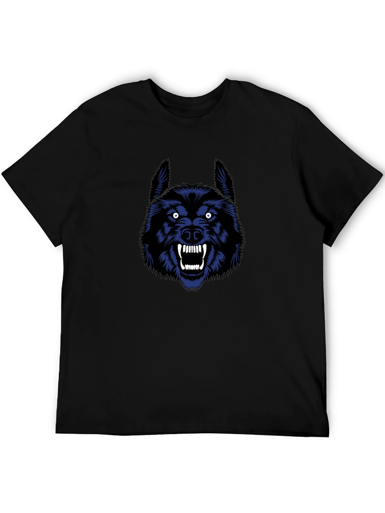Fierce Wolf Graphic Tee - Black Cotton T-Shirt