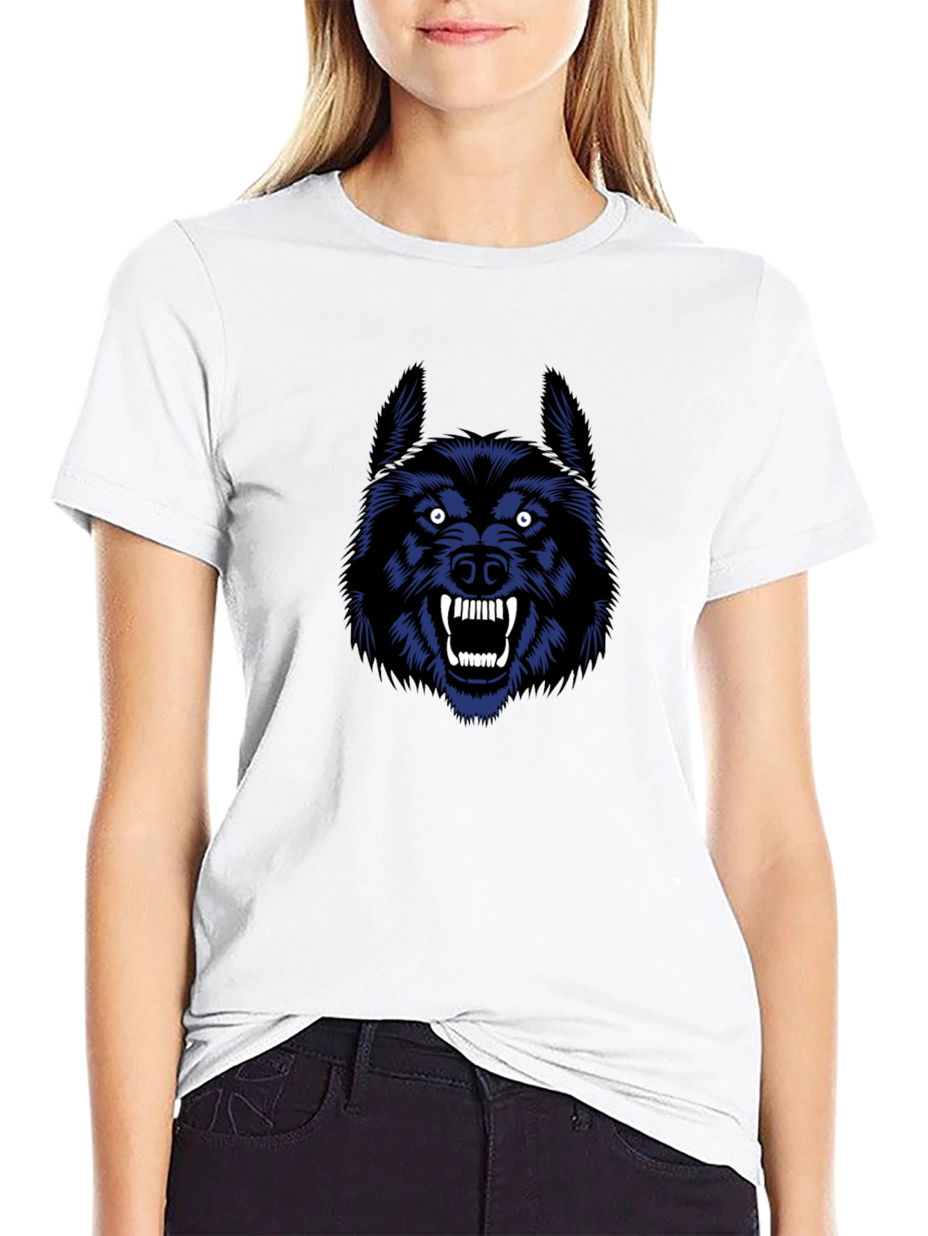 Fierce Wolf Graphic Tee - Black Cotton T-Shirt