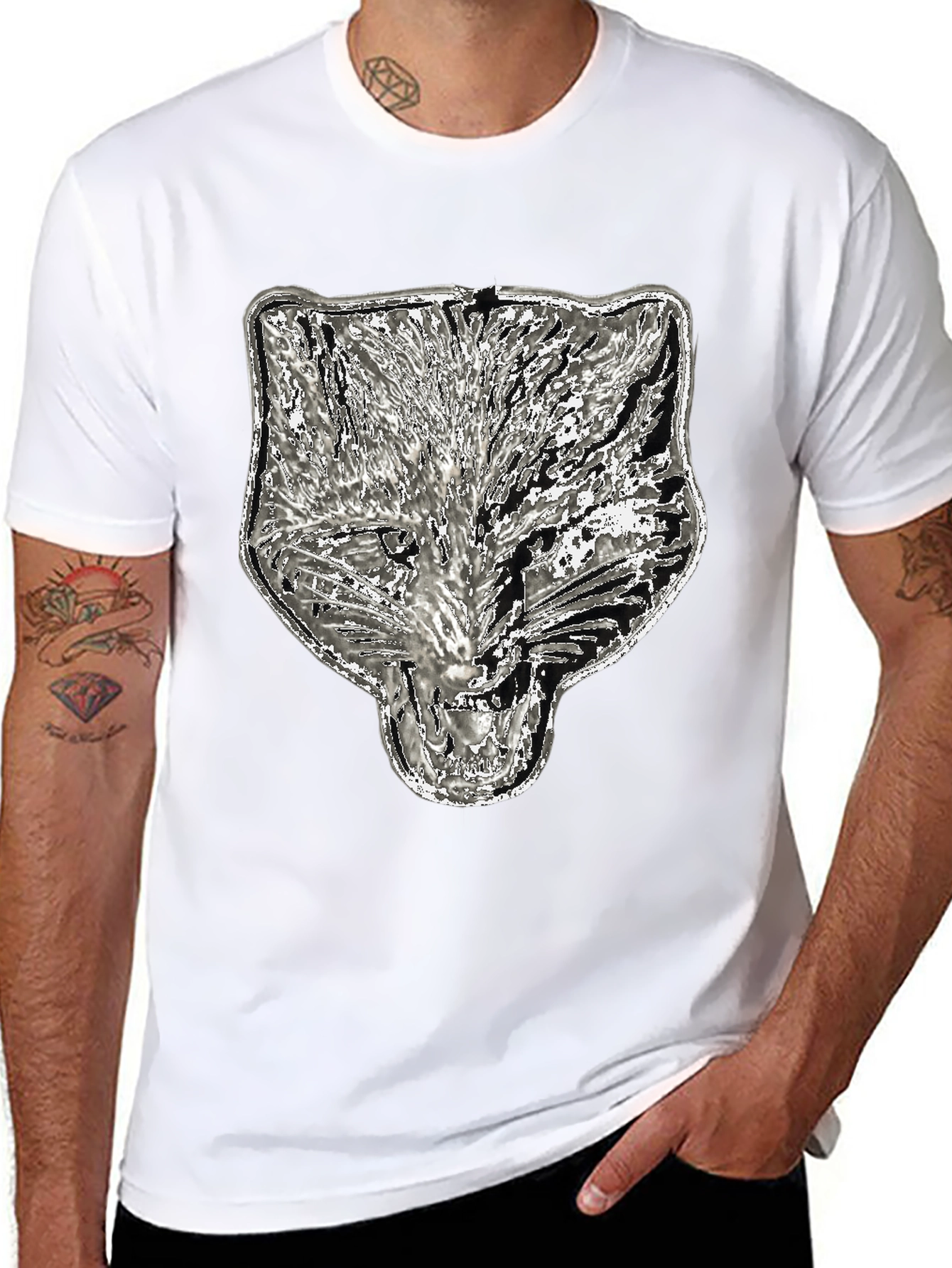 Wolf Graphic Tee - Black Cotton Blend