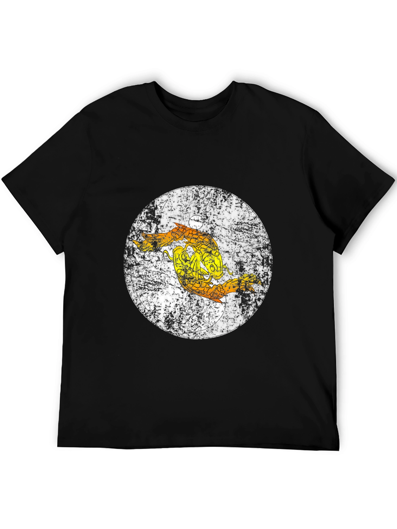 Distressed Pisces Zodiac Graphic Tee - Black