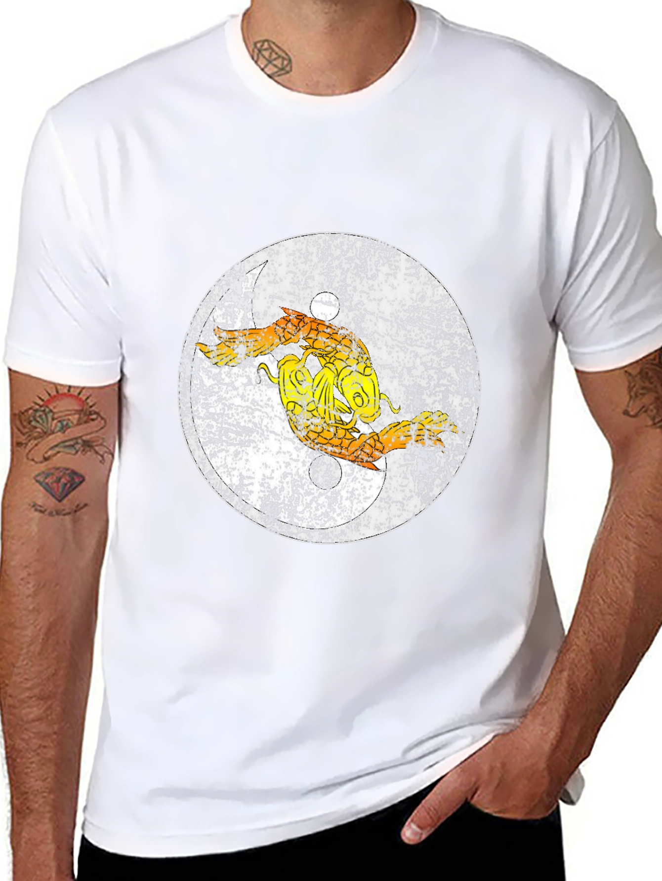 Distressed Pisces Zodiac Graphic Tee - Black