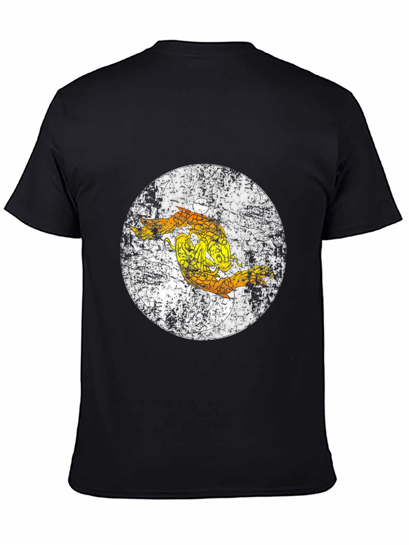 Distressed Pisces Zodiac Graphic Tee - Black