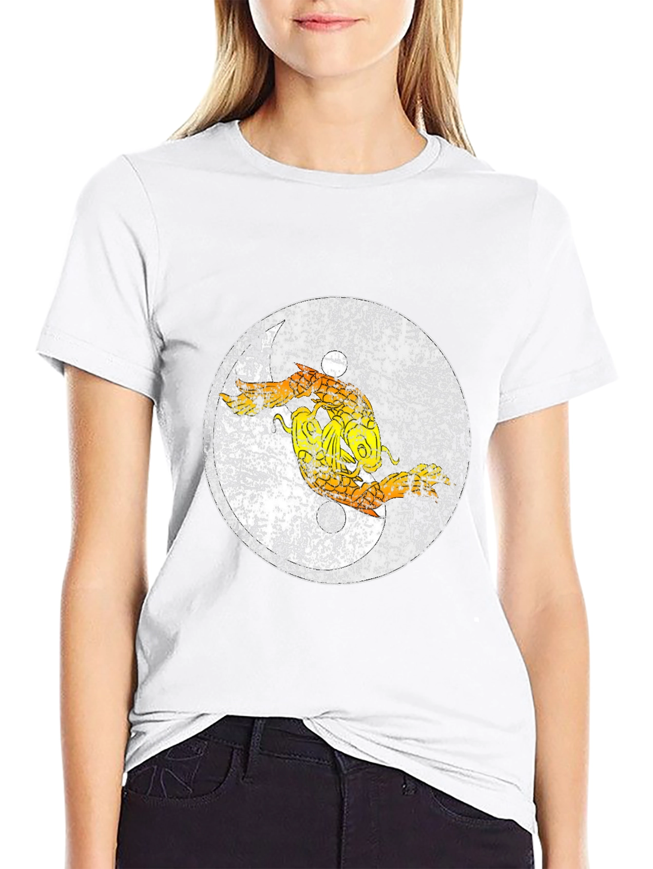 Distressed Pisces Zodiac Graphic Tee - Black