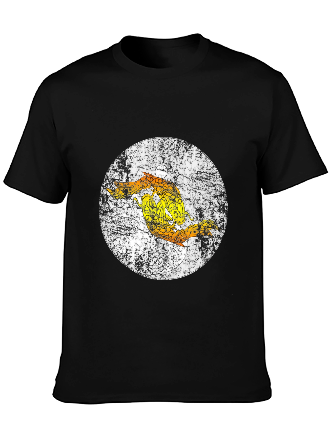 Distressed Pisces Zodiac Graphic Tee - Black