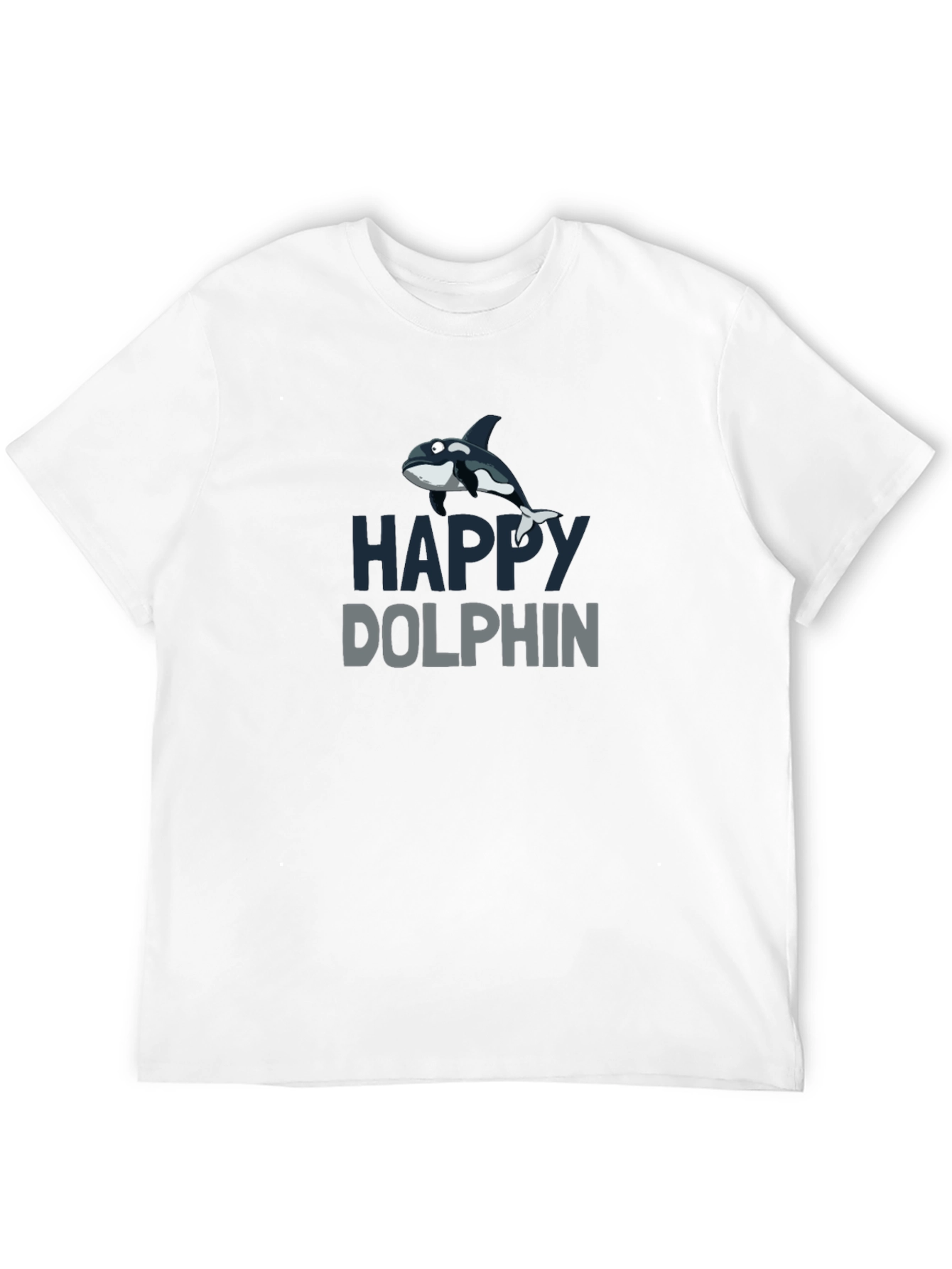 Happy Dolphin Graphic T-Shirt - Black Cotton Tee