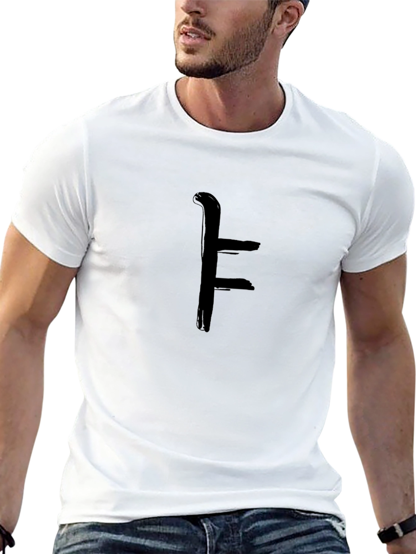Black T-Shirt with Abstract F Design