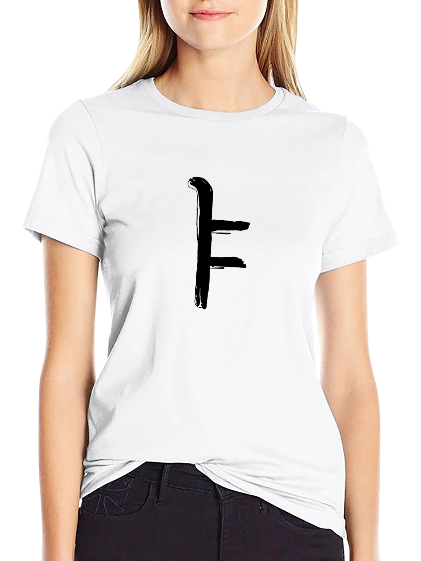 Black T-Shirt with Abstract F Design