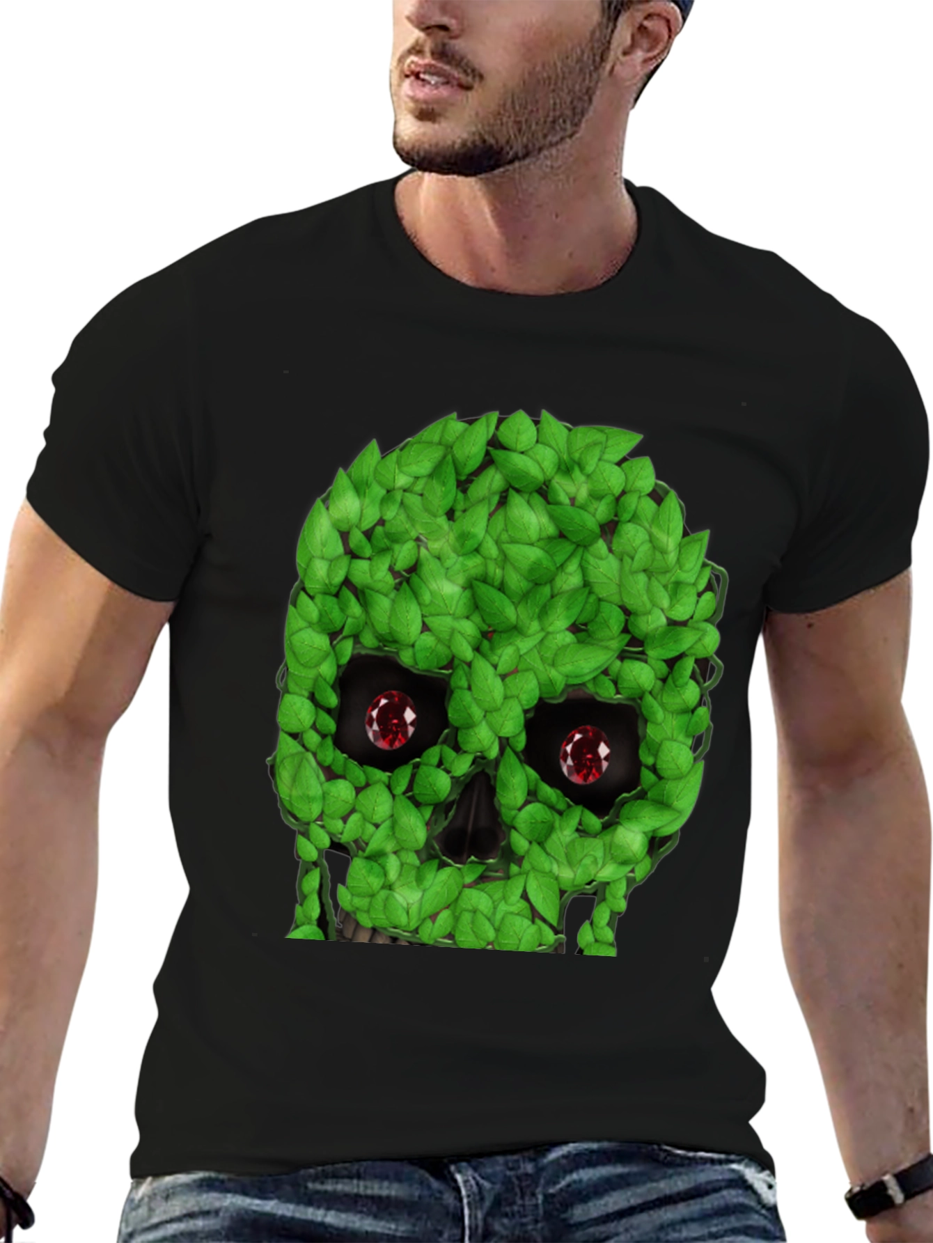 Leaf Skull Graphic T-Shirt - Unique Design