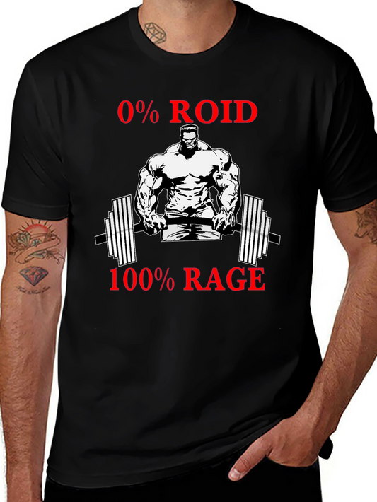 0% Roid 100% Rage Graphic T-Shirt - Gym Bodybuilding Tee