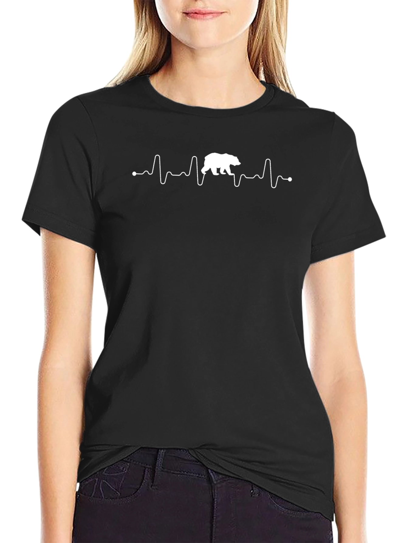Bear Heartbeat T-Shirt - Black Graphic Tee