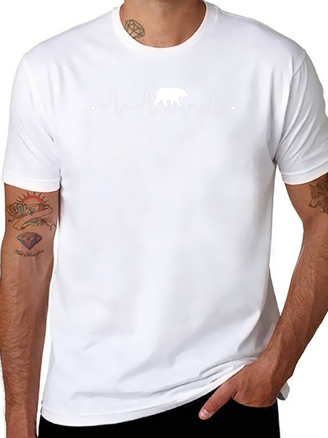 Bear Heartbeat T-Shirt - Black Graphic Tee